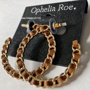 Ophelia Roe Leather Gold Hoop Earrings